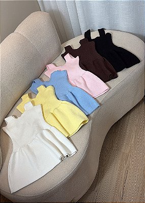 Blusa Peplum Tricô Modal Alça - Lisas