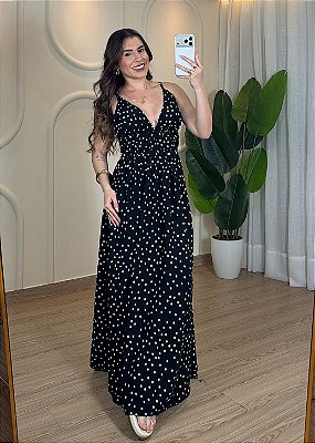 Vestido Feminino Viscolinho Poá Preto