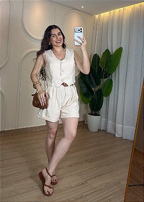 Conjunto Colete e Short- Nude