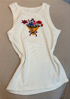 Regata Canelada Estampada Feminina – BUQUÊ