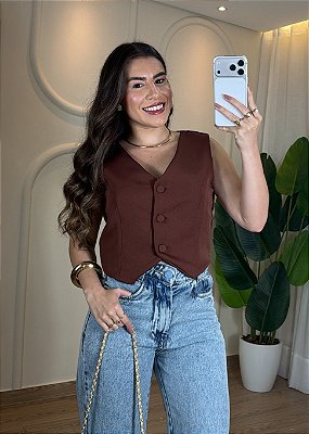 Colete de Alfaiataria Feminino com Botões
