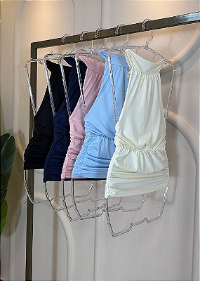 Blusa Frente Única de Poliamida com Amarração