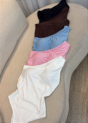Body de Poliamida de Um Ombro Só