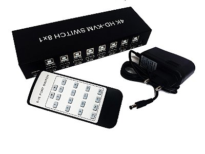 KVM 08 portas HDMI 4k(com cabos)