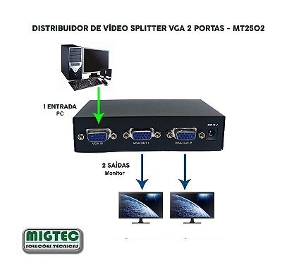 Chaveador VGA 01 entrada para 02 saidas