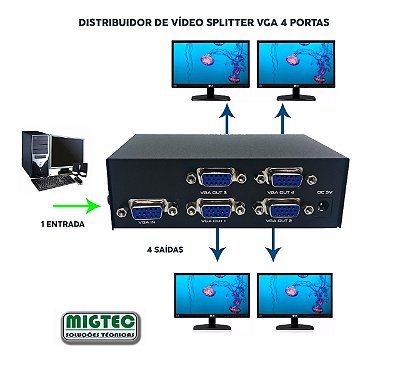 Chaveador VGA 01 entrada para 04 saidas