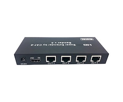 Extensor HDMI via Cabo UTP 60 mts com função splitter 1x 4