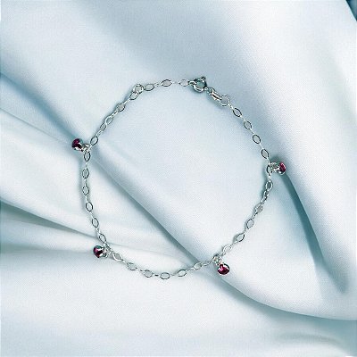 Pulseira Zirconia Rosa 19cm