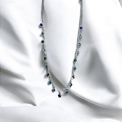 Colar c\ Zircônia Colorida 40cm