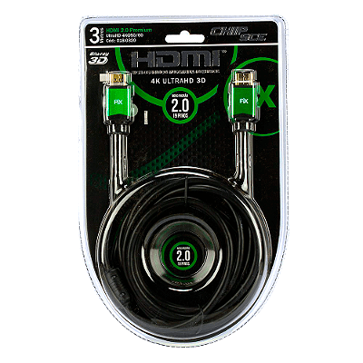 Cabo HDMI 2.0 4K Ultra HD 3D 3 Metros Modelo HS2030