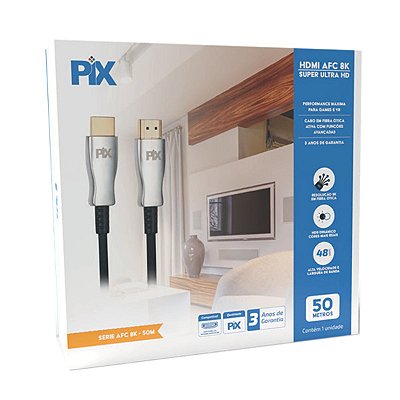 Cabo HDMI AFC 8K 2.1 Super Ultra HD Fibra Ótica Ativa - 50M