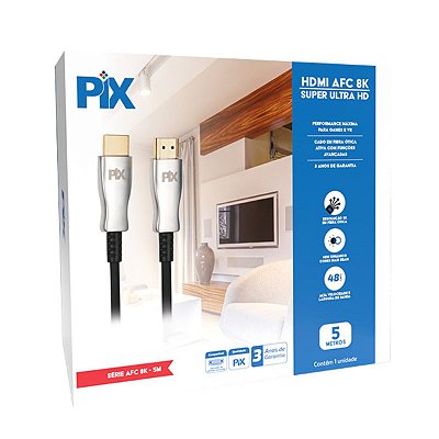 Cabo HDMI AFC 8K 2.1 Super Ultra HD Fibra Ótica Ativa 5M 018-7605 PIX