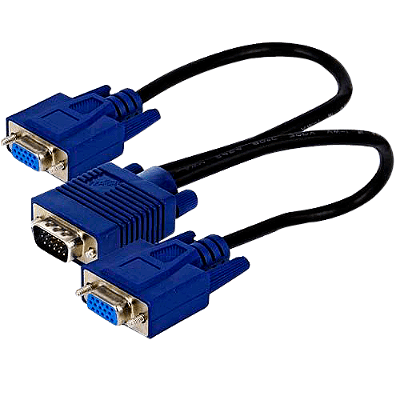 Cabo Adaptador Y VGA 1 Macho para 2 Fêmeas DB15 20cm
