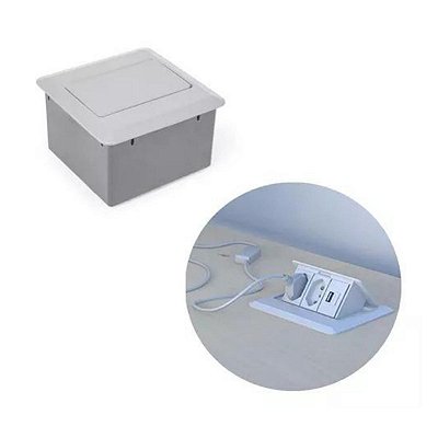 Caixa de Mesa Pratik 128 2 Tomadas 1 USB QM 15001.02 Dutotec