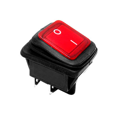 Chave Gangorra Quadrada Iluminada 4 Terminais 220V 16A À Prova D'Água KCD2