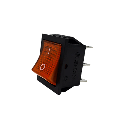 Chave Gangorra Quadrada Iluminada 6 Terminais 220V 16A Laranja