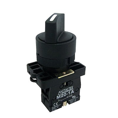 Chave Seletora Knob Curto 2 Posições 90º M20-1A Metaltex