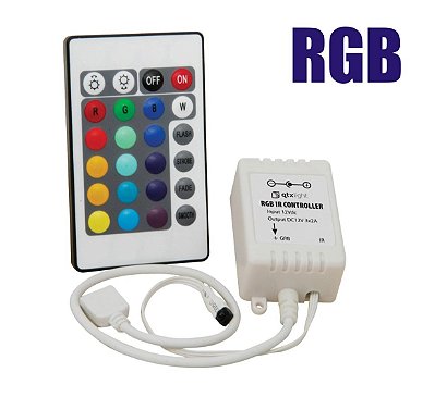 Controlador RGB Sem Fio 12V para Fita Led 5050 com Controle Remoto 24 Teclas