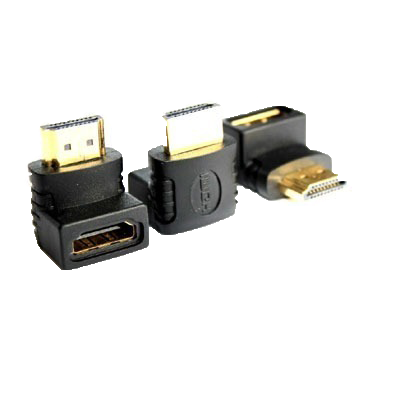 Emenda HDMI Macho x Fêmea 90 Graus Banhado a Ouro Preto