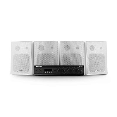 Kit Amplificador SLIM-800 APP + 4 Caixas PS 200 PLUS Frahm, com suporte, RMS 30W