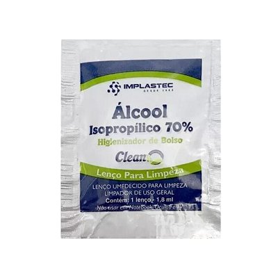 Lenço Higienizador de Bolso Clean - Sachê - 70% -  Implastec