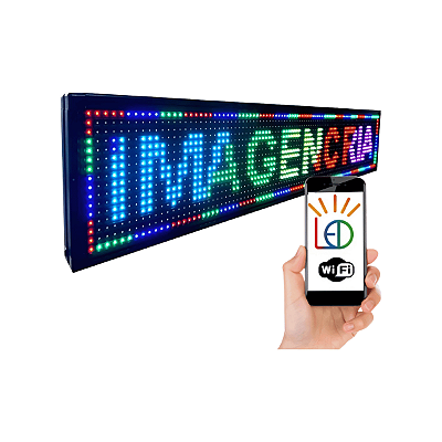 Painel de Led Letreiro Digital 100x20 Interno RGB Wi-Fi 100 x 20 Indoor Wi Fi RGB