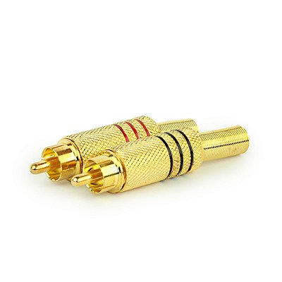 Pino RCA 6mm Ouro Par Blindado com Solda