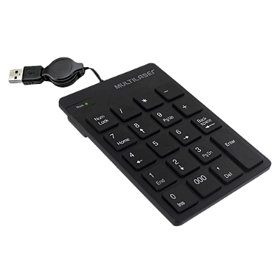 Teclado Numerico Multilaser com Fio Retratil USB Preto - TC198