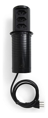 Torre de Tomada Automática Slim 3 Tomadas 10A Bivolt Preto