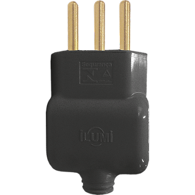Plugue Macho 2+T 10A Preto C/Prensa Cabo PLD11-3