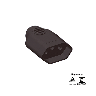 Plugue Femea 2P+T 10A Preto - Ilumi