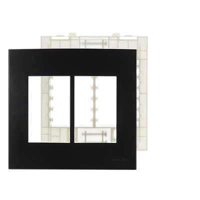Placa 4X4 3 Tecla +3 Tecla C/Suporte Preto Ebony