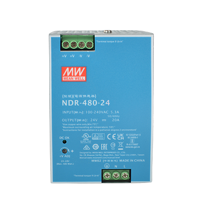 Fonte Chaveada Bivolt Trilho Din 24VCC 20A 480W TOPLINE/  Mean Well