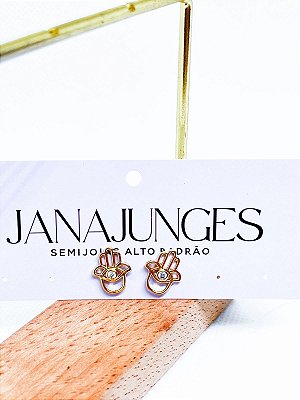 Brinco Mão de Fátima com cristal