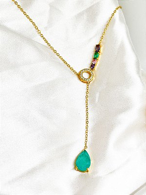 Colar Gravatinha com Pedraria