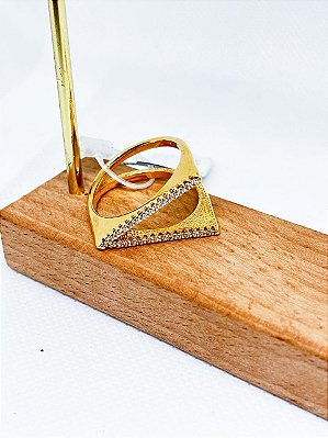 Anel Aros em "V" cravejado