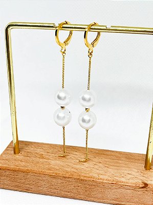 Brinco Rabicho Pérola Dupla