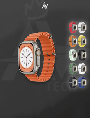 Pulseira De Silicone Com Alça Oceânica Para Apple Watch Series