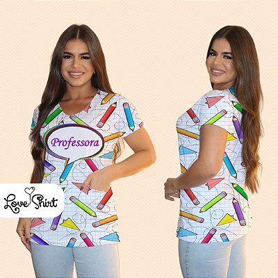 BATA COM BOLSO/SCRUB PROFISSÃO PROFESSORA LÁPIS TOTAL 2