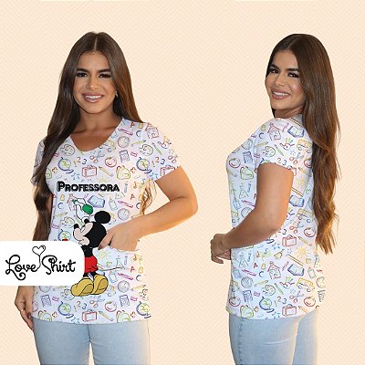 BATA COM BOLSO/SCRUB PROFISSÃO PROFESSORA MICKEY VARIADA