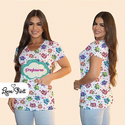 BATA COM BOLSO/SCRUB PROFISSÃO PROFESSORA CORUJA TOTAL 2
