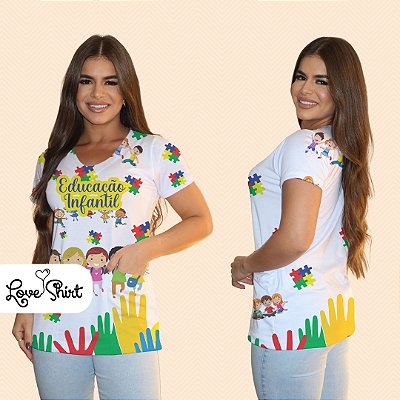 BATA COM BOLSO/SCRUB PROFISSÃO EDUCAÇÃO INFANTIL BARRA MÃOS QUEBRA CABEÇA