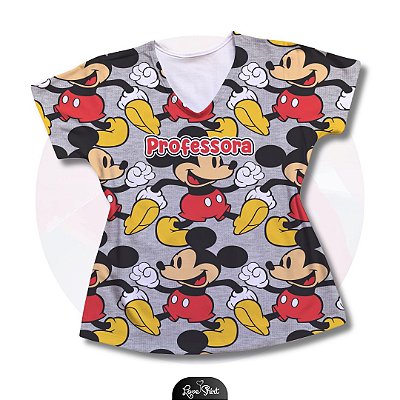 T-SHIRT PROFISSÃO PROFESSORA MICKEY TOTAL MESCLA