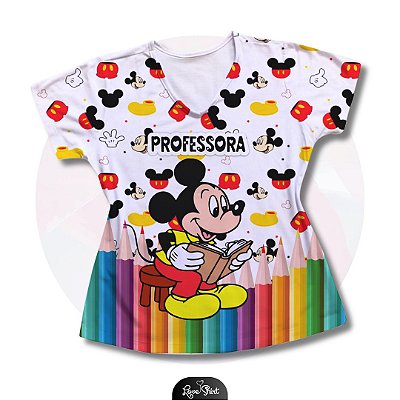 T-SHIRT PROFISSÃO PROFESSORA BARRA LÁPIS MICKEY