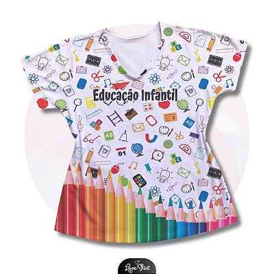 T-SHIRT PROFISSÃO EDUCAÇÃO INFANTIL VARIADA BARRA LÁPIS COLORIDO 2