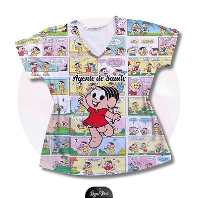 T-SHIRT PROFISSÃO AGENTE DE SAÚDE MÔNICA FD QUADRINHOS