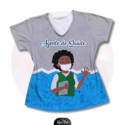 T-SHIRT PROFISSÃO AGENTE DE SAÚDE MULHER FD VARIADO 07