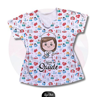 T-SHIRT PROFISSÃO AGENTE DE SAÚDE MULHER FD VARIADO 06