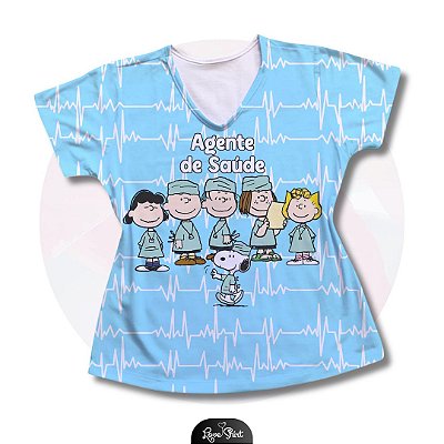T-SHIRT PROFISSÃO AGENTE DE SAÚDE SNOOPY FD AZUL