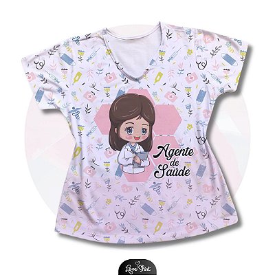 T-SHIRT PROFISSÃO AGENTE DE SAÚDE MULHER FD VARIADO 04